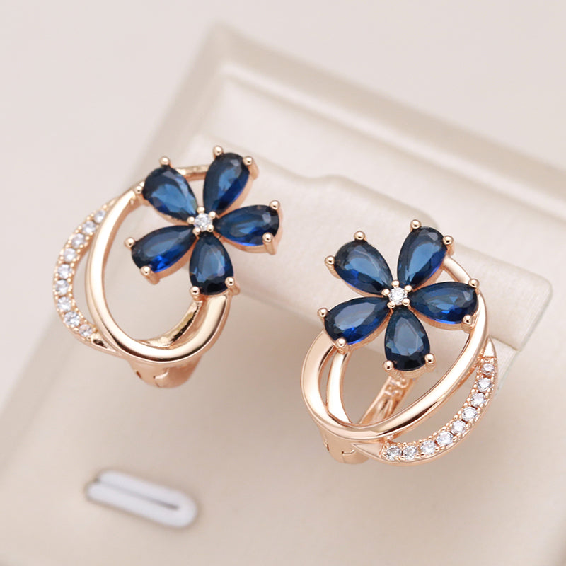 Saphira™ - 18-carat gold-plated sapphire flower earrings