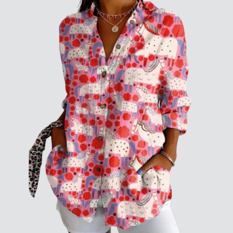 Vera™ | Bluse med farverigt design