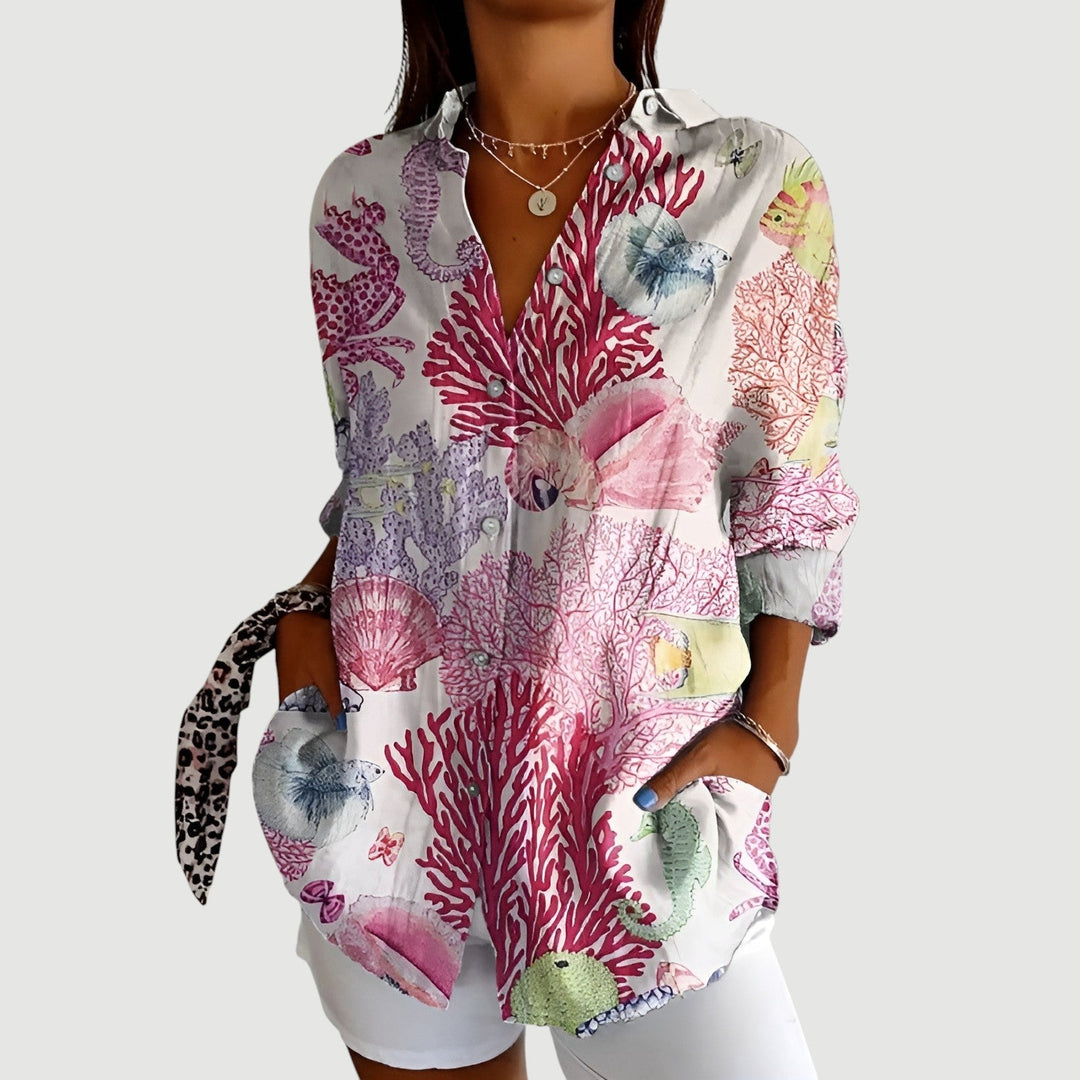 Elin™ | Bluse med farverigt design
