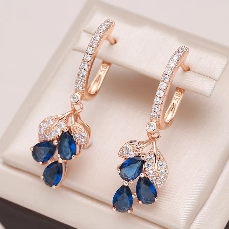 Kathy™ - 18K rose gold-plated sapphire petal earrings