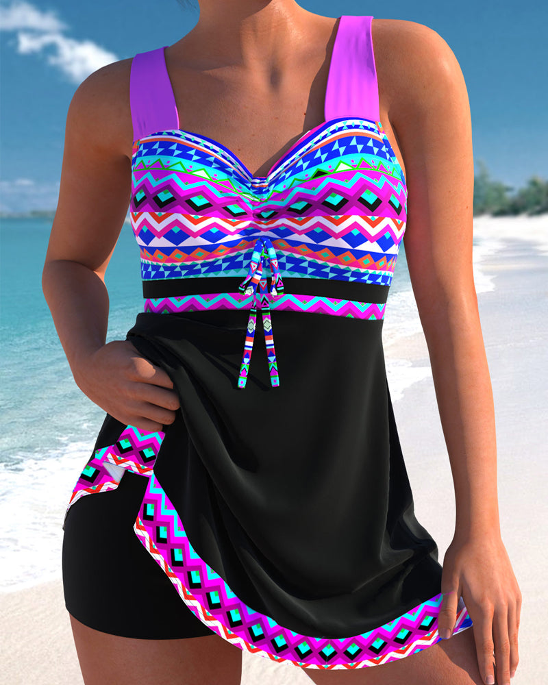 The Eliza™ - Lace-Up Striped Swimsuit for a Modern Maritime Look