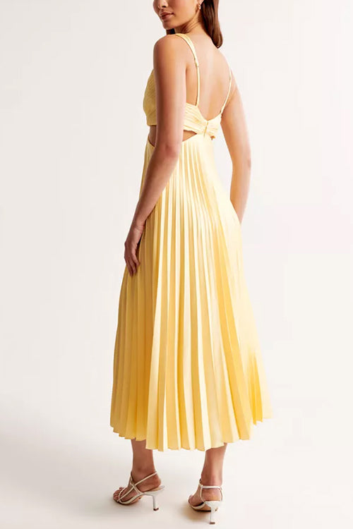 The Allanah™ - V-Neck Cut-Out Pleated Maxi Dress