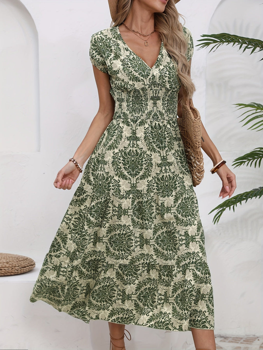 Hallie™ – Floral Maxi Dress with Flowing Sleeves