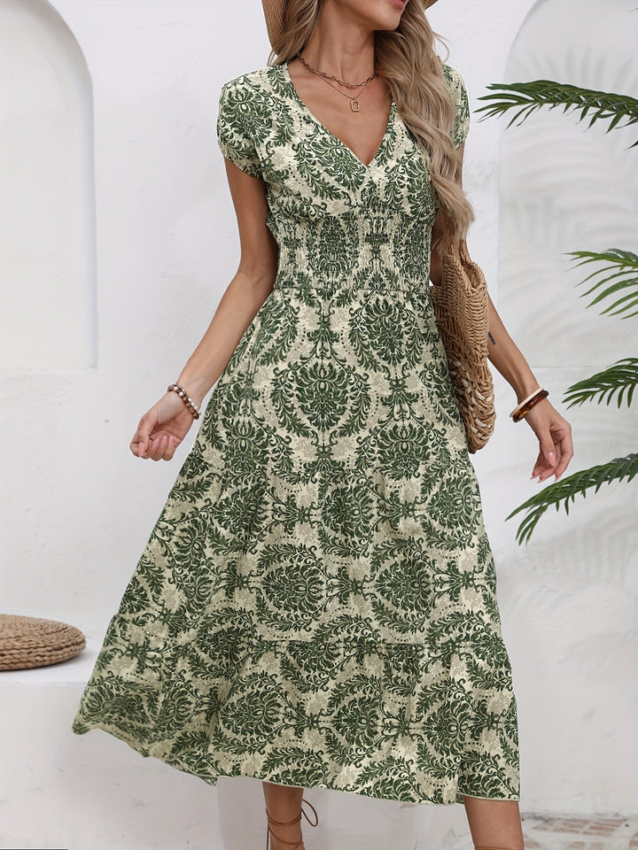 Hallie™ – Floral Maxi Dress with Flowing Sleeves