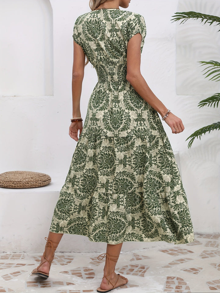 Hallie™ – Floral Maxi Dress with Flowing Sleeves