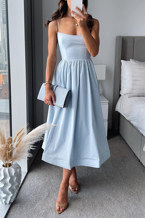 The Martina™ - Spaghetti Strap A-line Midi Dress