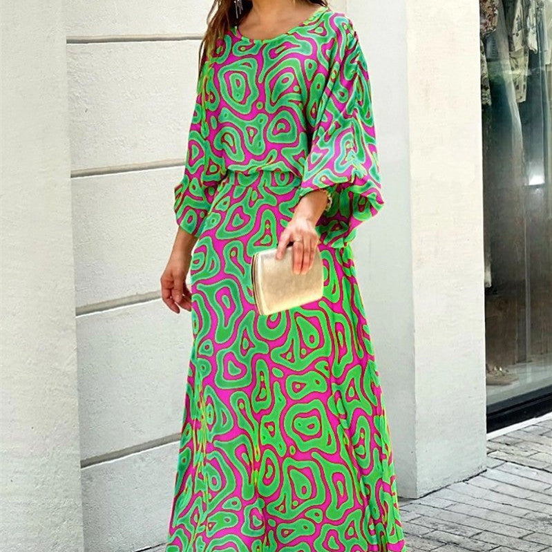 Ambelin™ | Abstract Print Maxi Dress