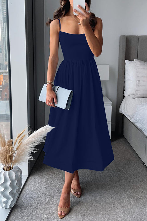 The Martina™ - Spaghetti Strap A-line Midi Dress