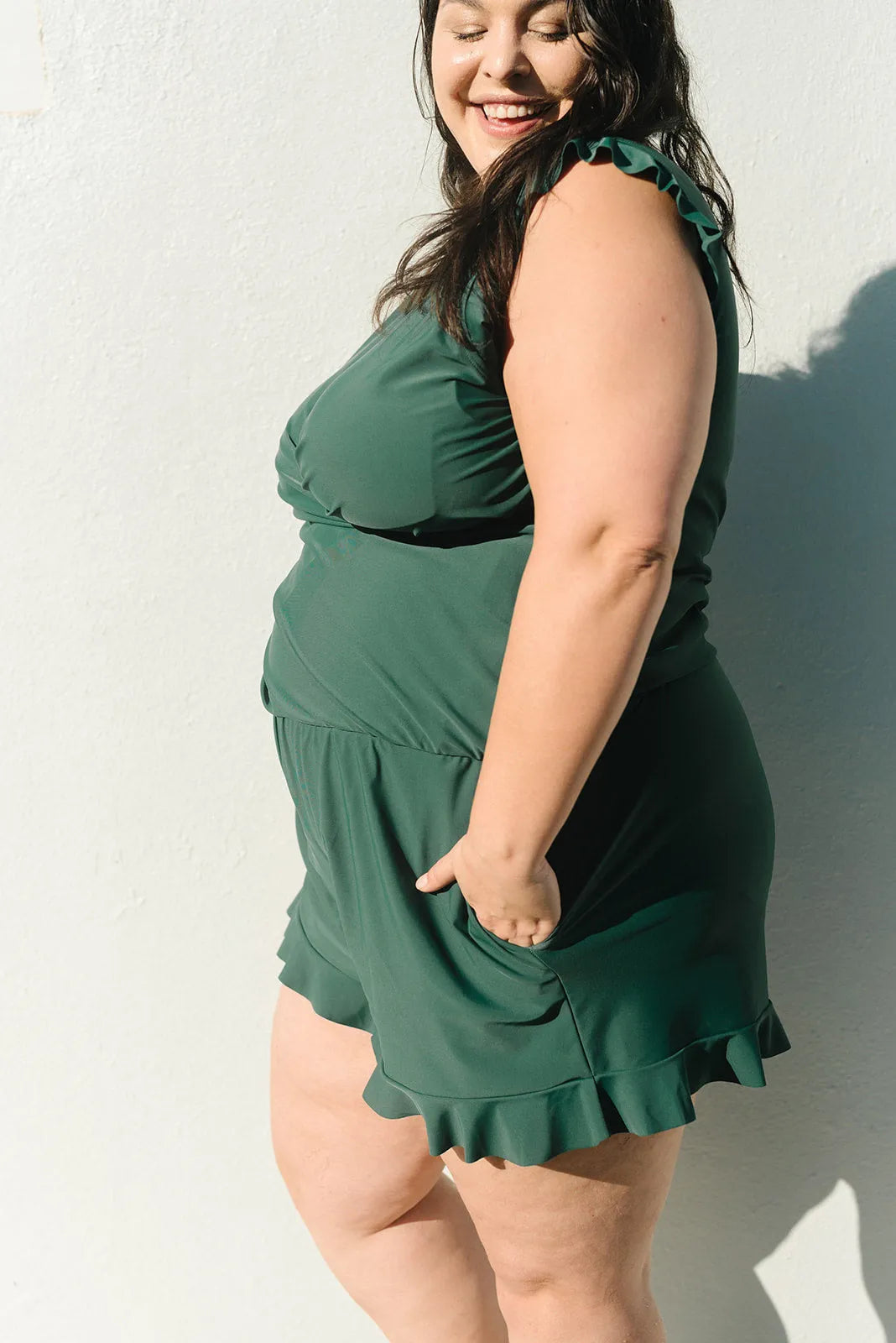 Matilda | Aqua V-Neck Swim Romper