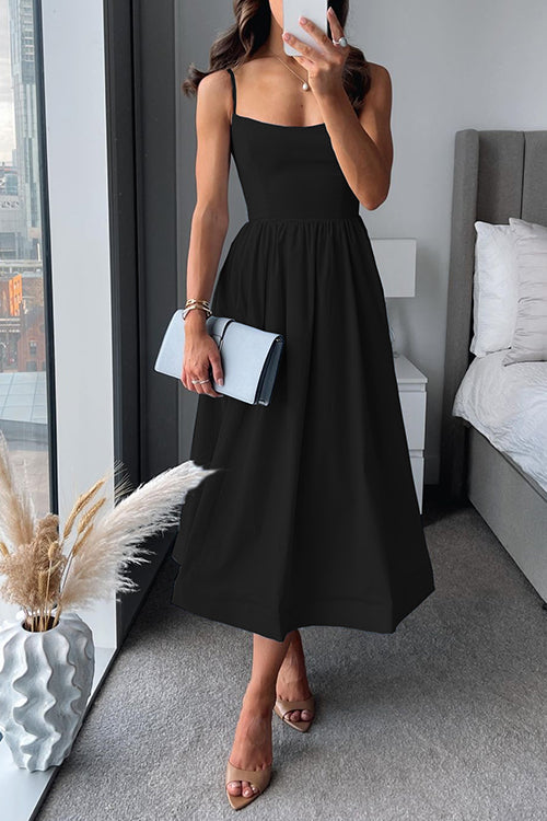 The Martina™ - Spaghetti Strap A-line Midi Dress