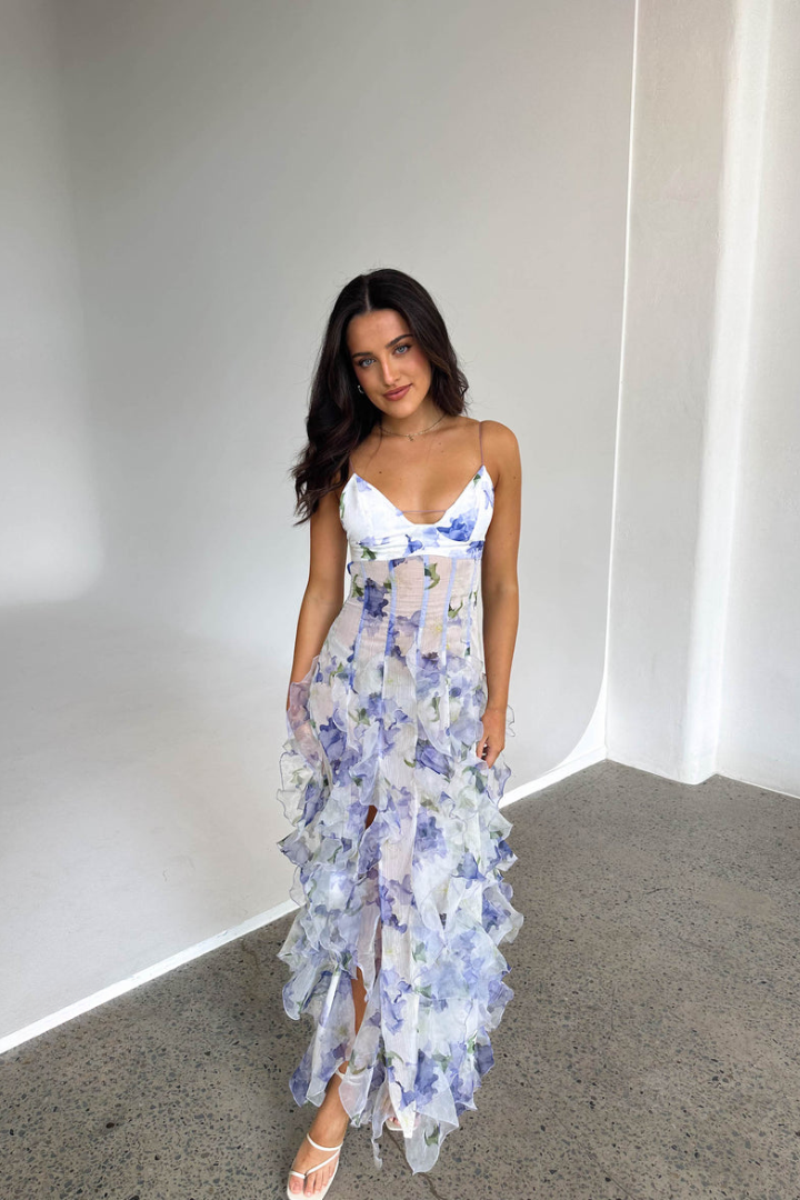 The Sonia - Floral Ruffle Maxi Dress