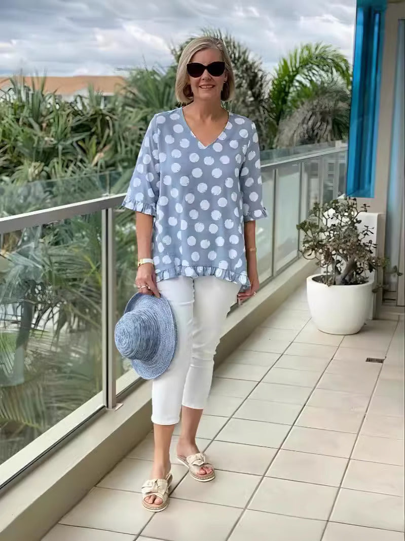 Daphne™ | Polka Dot Ruffle Tunic