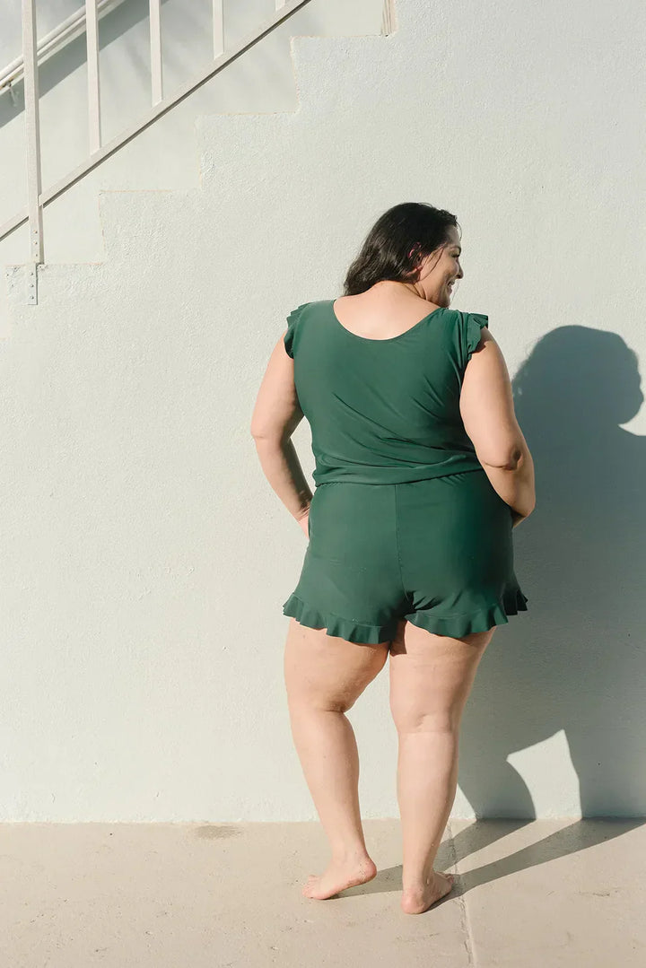 Matilda | Aqua V-Neck Swim Romper