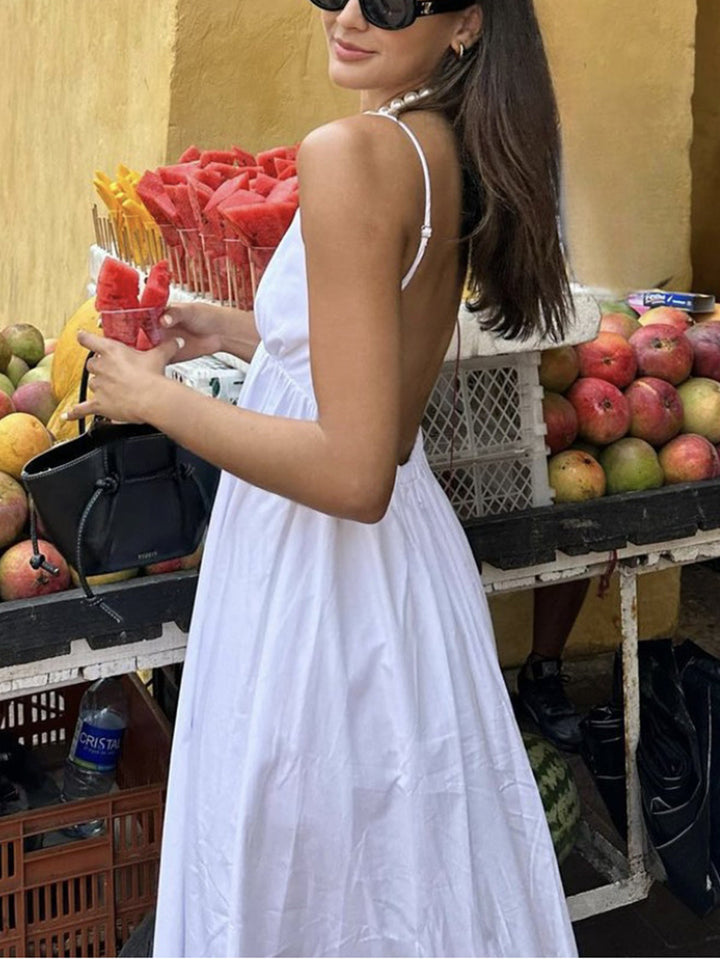 The Lilah - Cotton Maxi Low Back Dress
