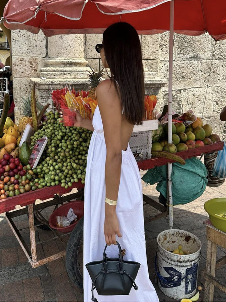 The Lilah - Cotton Maxi Low Back Dress