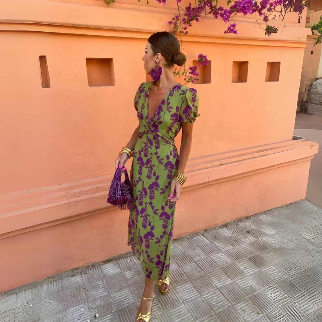 The Danielle - Midi Dress with Floral Design