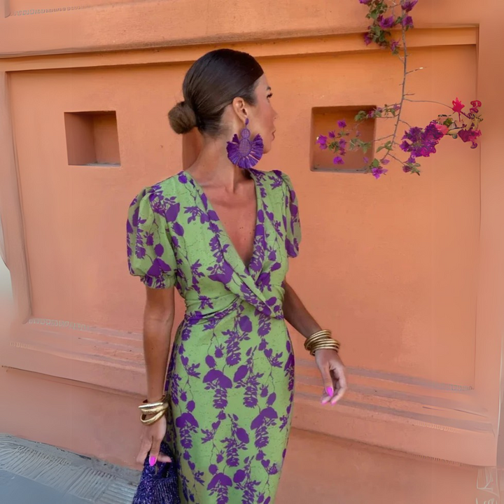 The Danielle - Midi Dress with Floral Design