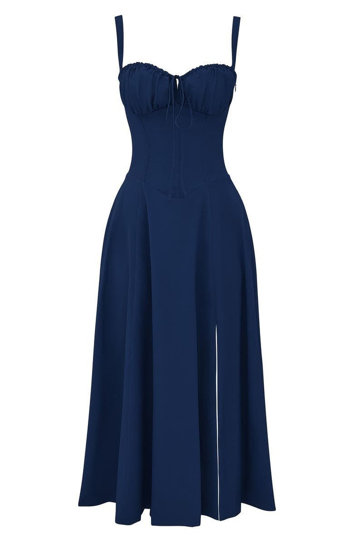 The Brisa - Midi Dress with Sweetheart Neckline and Floral Pattern