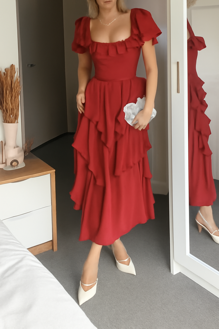 The Reese - Ruffle Back Defined Maxi Dress