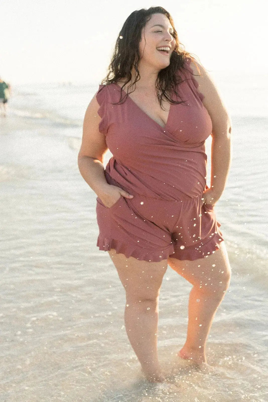 Matilda | Aqua V-Neck Swim Romper