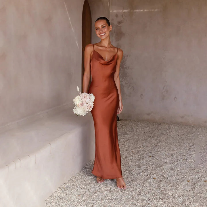 The Iris | Satin Sleeveless Maxi Dress