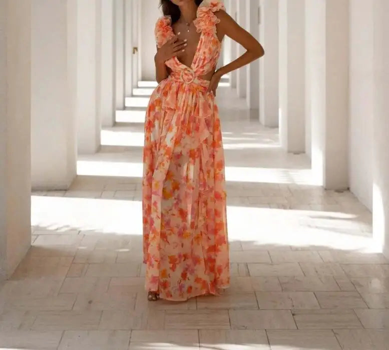 The Briony™ - Sleeveless Floral Maxi Dress