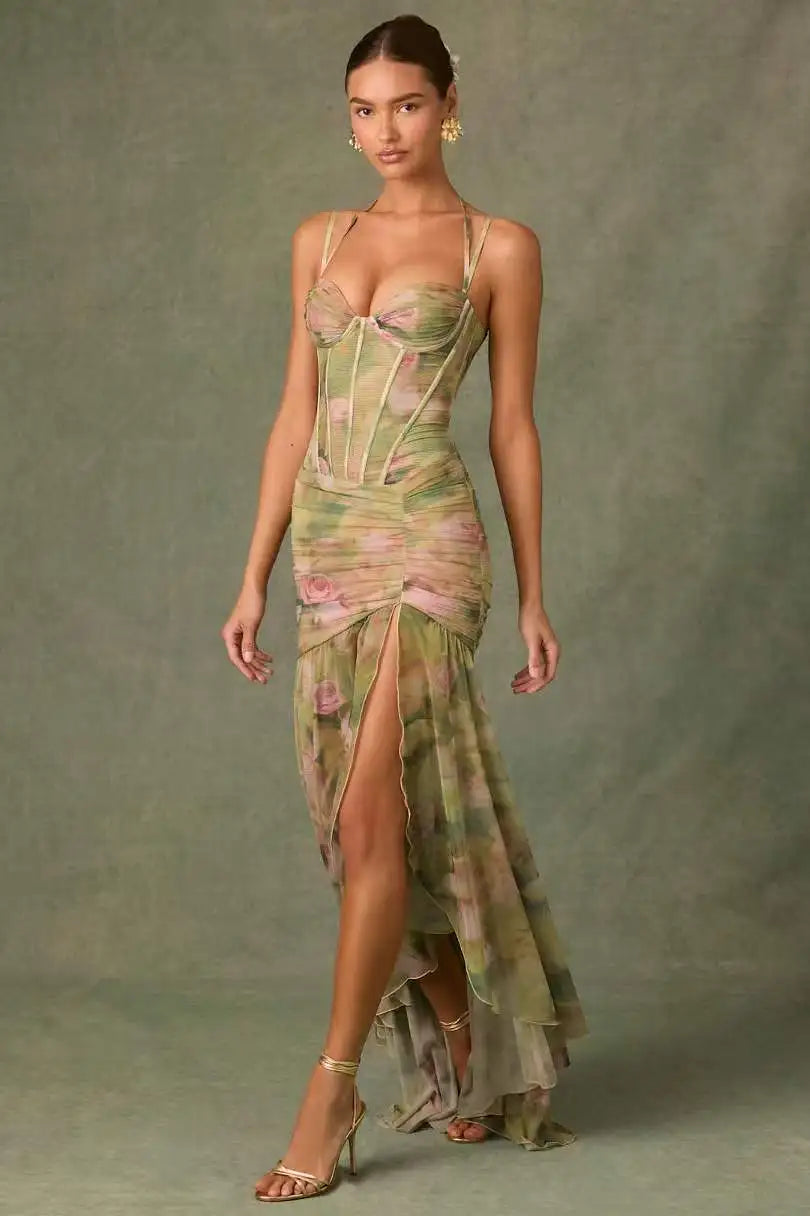 The Lillian™ -  Pleated Print Wrap Dress