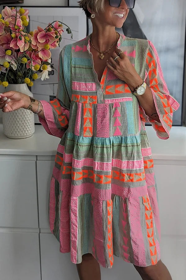The Margaux | Chic Vibrant Boho Midi Dress