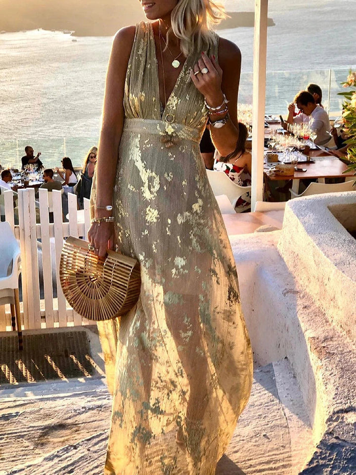 The Livvy - Shinny Floral Detail Maxi Dress