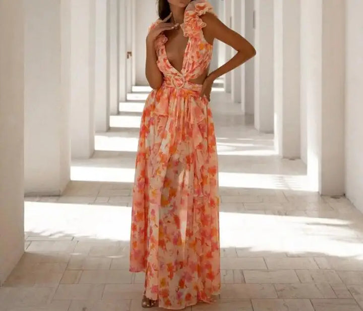 The Briony™ - Sleeveless Floral Maxi Dress