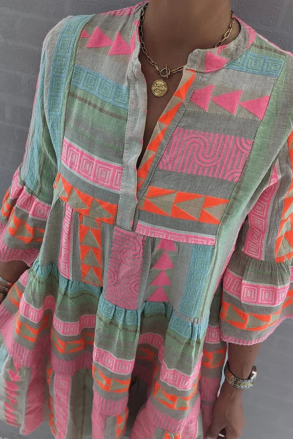 The Margaux | Chic Vibrant Boho Midi Dress