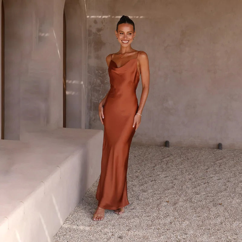 The Iris | Satin Sleeveless Maxi Dress