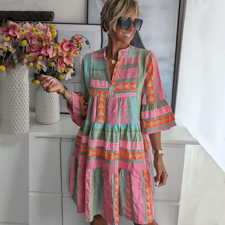 The Margaux | Chic Vibrant Boho Midi Dress