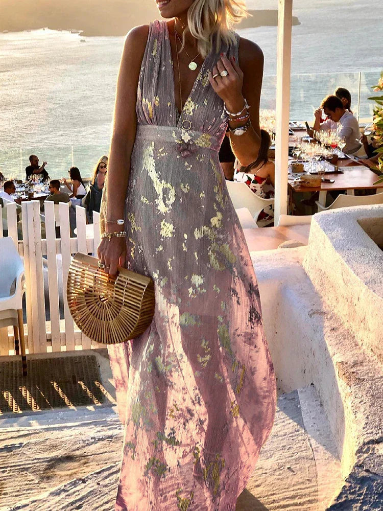 The Livvy - Shinny Floral Detail Maxi Dress