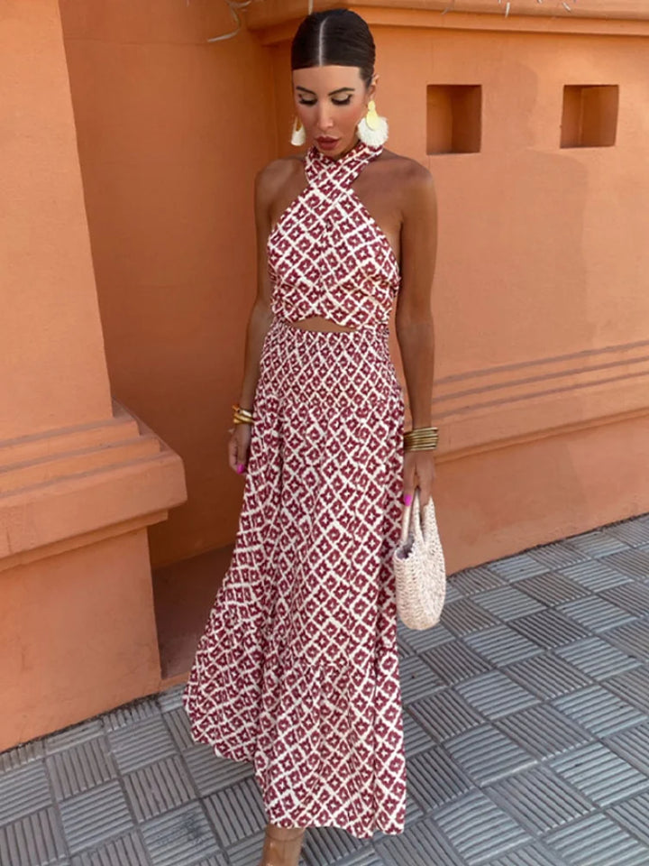 The Mickay - Chic Off-Shoulder Midi Dress with Elegant Ruched Detailing