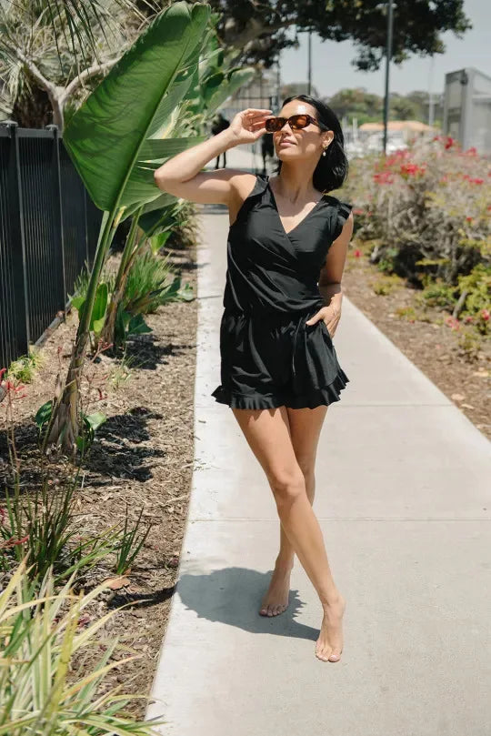 Matilda | Aqua V-Neck Swim Romper