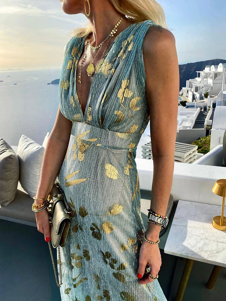 The Livvy - Shinny Floral Detail Maxi Dress