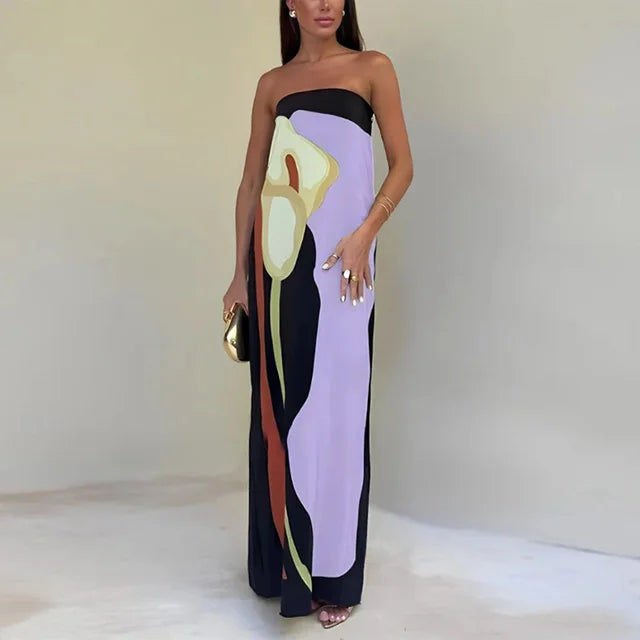 The Hasley | Strapless Boho Maxi Dress
