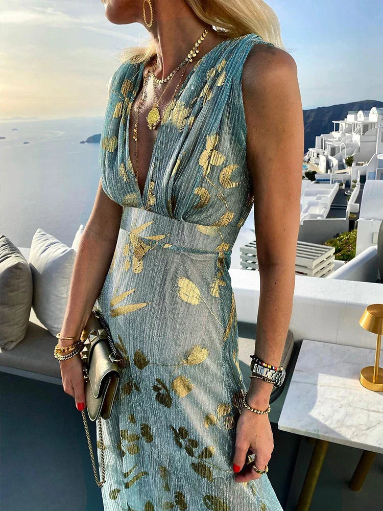 The Livvy - Shinny Floral Detail Maxi Dress