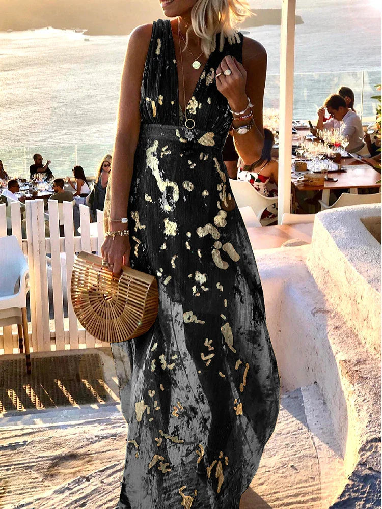 The Livvy - Shinny Floral Detail Maxi Dress