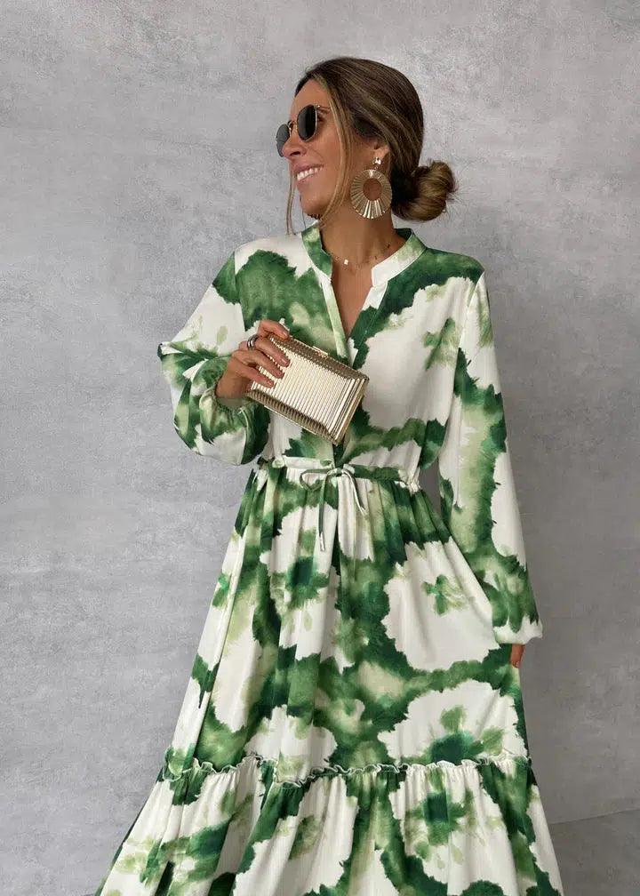 The Berkley | Women's Maxi Dress - Long Sleeve - V-Neck Design