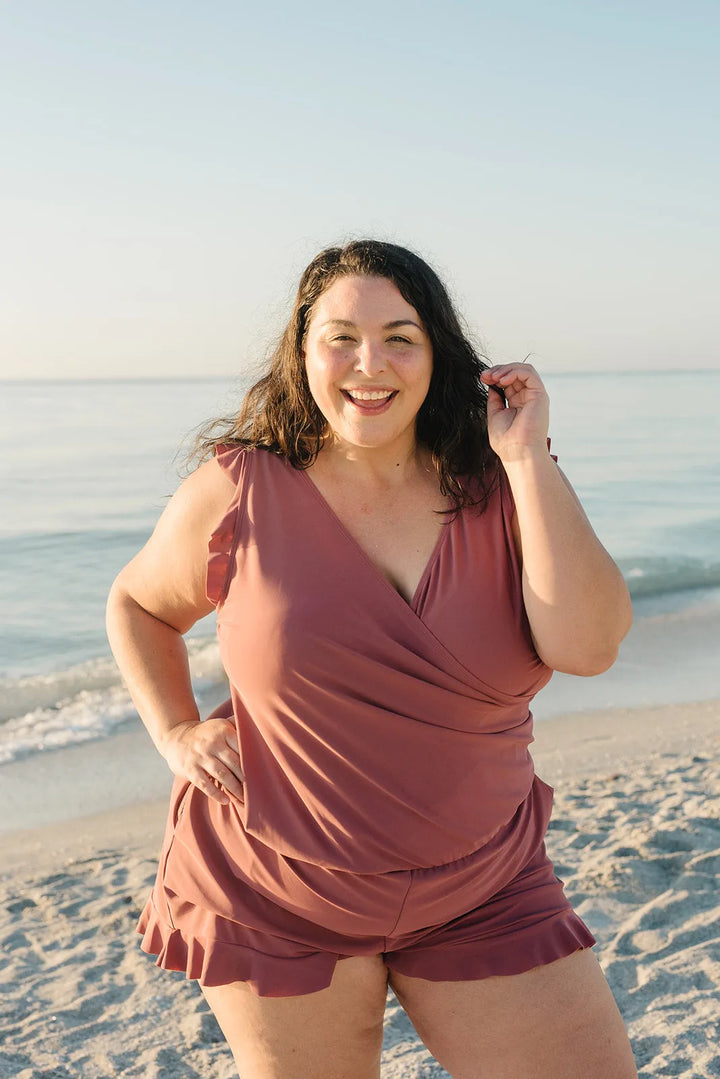 Matilda | Aqua V-Neck Swim Romper