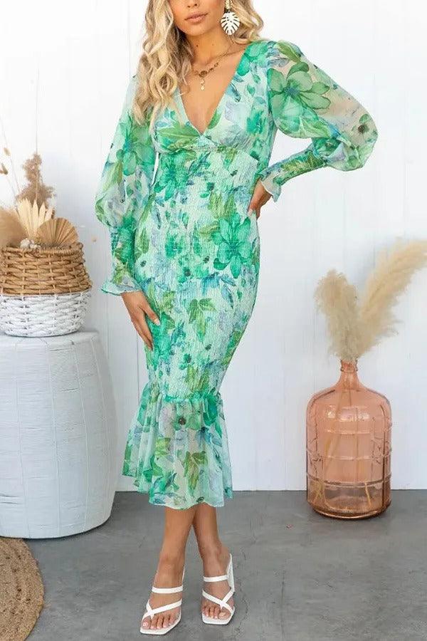 The Deborah | Mermaid V Neck Dress