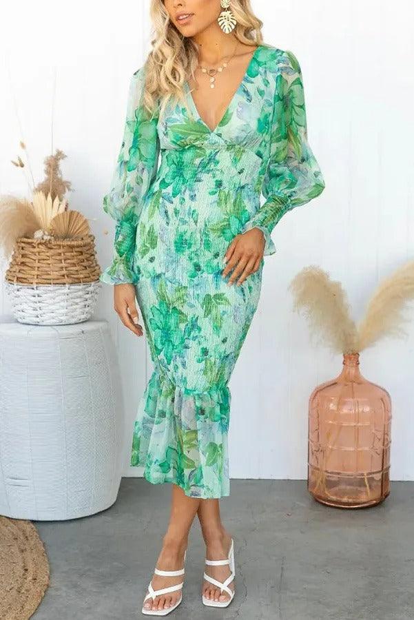 The Deborah | Mermaid V Neck Dress