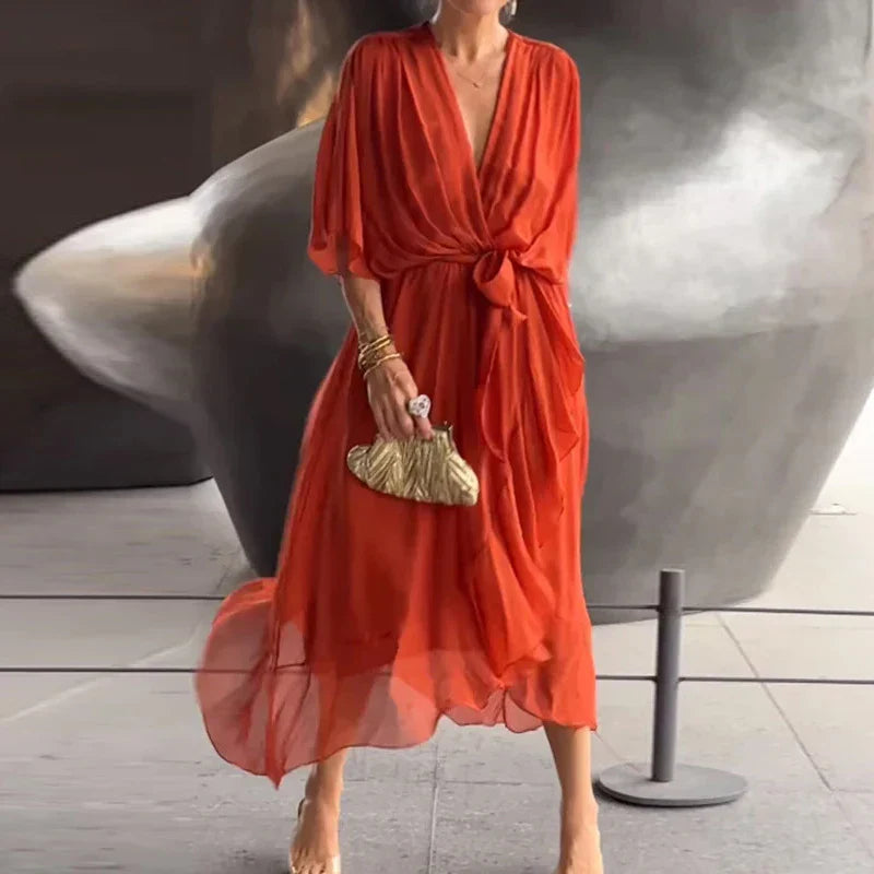 Serena™ | Flowy Wrap Midi Dress