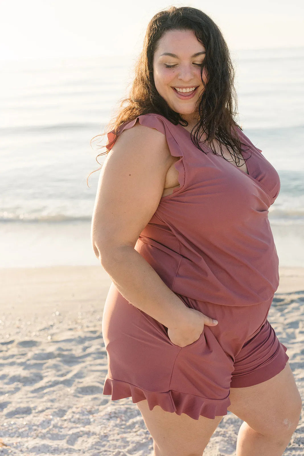 Matilda | Aqua V-Neck Swim Romper