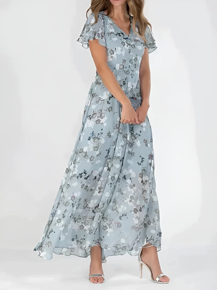Marit | Stilfuld Blomstret V-Hals Maxi Kjole